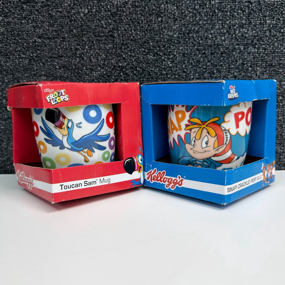 Kellogg's Cereal Mugs Toucan Sam Froot Loops Rice Krispies Snap Crackle Pop 2013